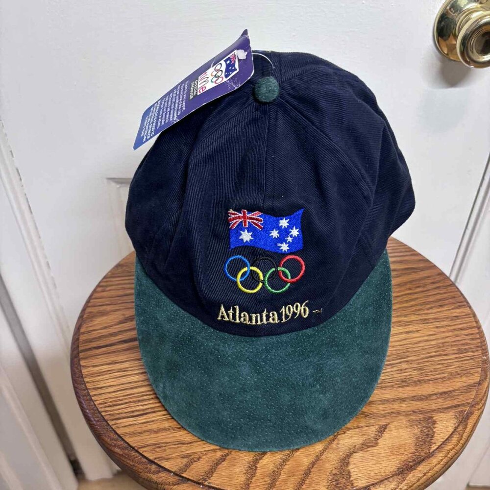 Vintatge 1996 Olympics Atlanta Hat Adult Snapback Beige Green Eastport Cap